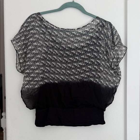 Bailey 44 Tops - Bailey 44 Zebra Patterned Black and White Blouse